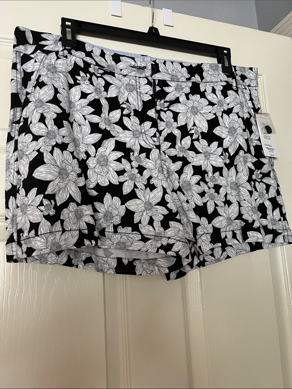 crown & ivy Black and White Floral Bermuda Shorts